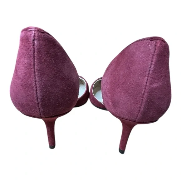 Michael Kors Burgundy Suede Kitten Heels with Rhinestone Buckle – Size 5M - Picture 9 of 11